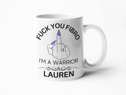 Fuck you fibro middle finger sweary rude mug for her