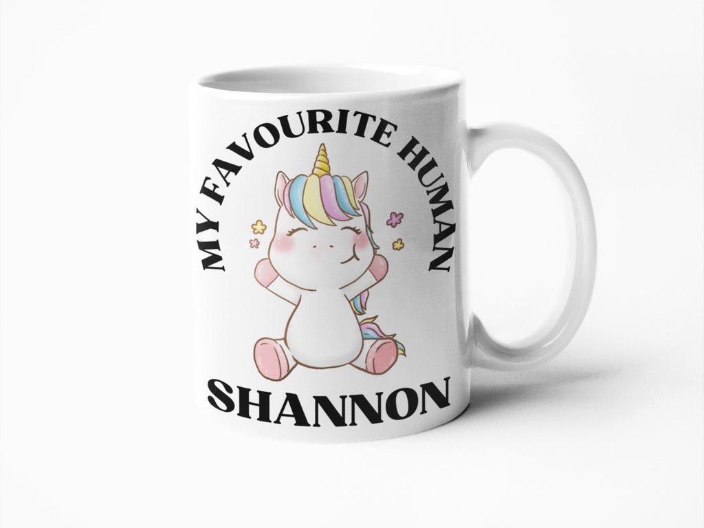 My favourite human personalised mug for her unicorn birthday gift